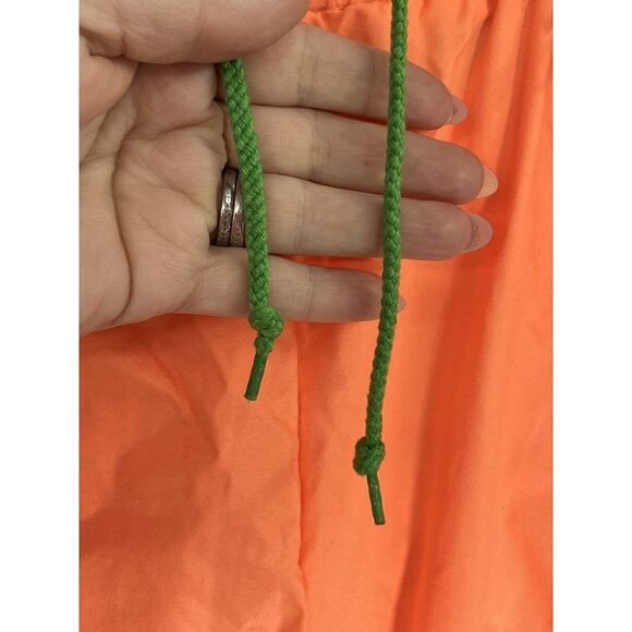 Vintage 80's Windbreaker Pants Neon Peach Nylon Size Small Zipper Cuffs Elastic - Picture 12 of 16